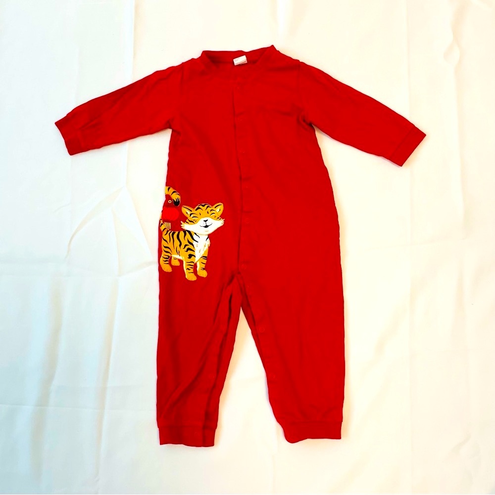 H&M Toddler Red Cotton Jersey Pajama Jumpsuit